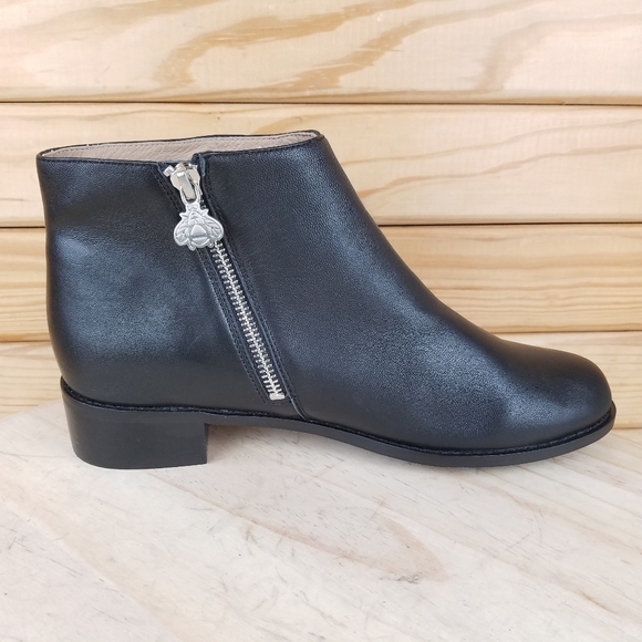 Bettye Muller 8.5 US Trinity Black Biker Leather Side Zip Booties Ankle Boot NEW - Picture 8 of 12